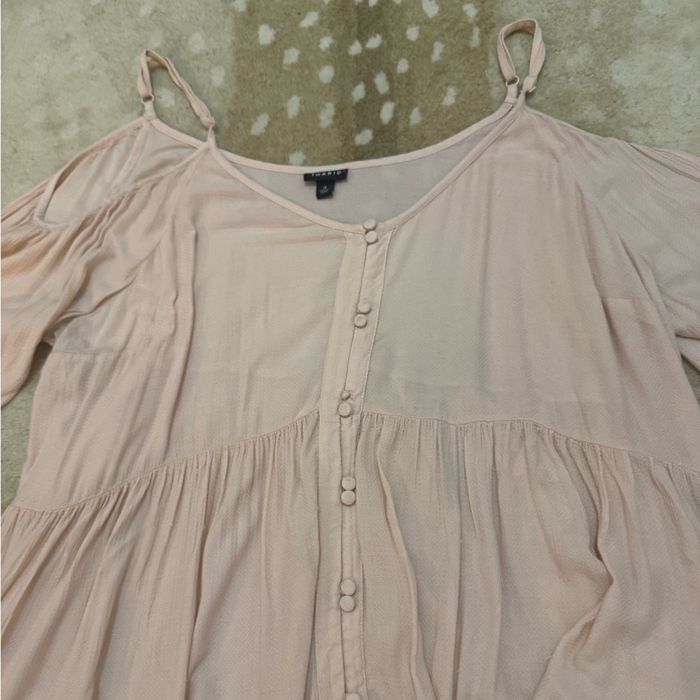 Torrid light pink off the shoulder blouse women’s size 3 - Picture 4 of 8